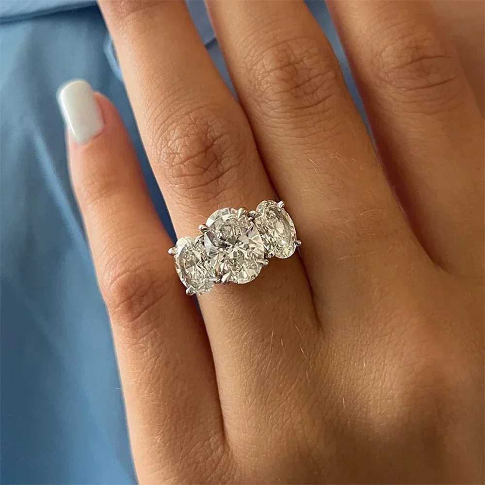 3/6cttw Real Moissanite Engagement Ring with Certificate 3-Stone Oval Cut Diamond Wedding Ring for Women 925 Silver Fine Jewelry y250730
