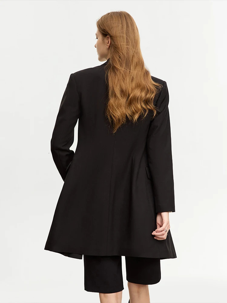 AMII Minimalist Blazer for Women Autumn Long Simple Basics Jacket with Waist Rope Slim Fit Blazers12343036 w250729