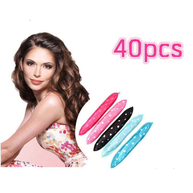 Locisne 40pcs No Heat Curlers You Can Sleep in, Rollers for Long Hair DIY(5 Colors)