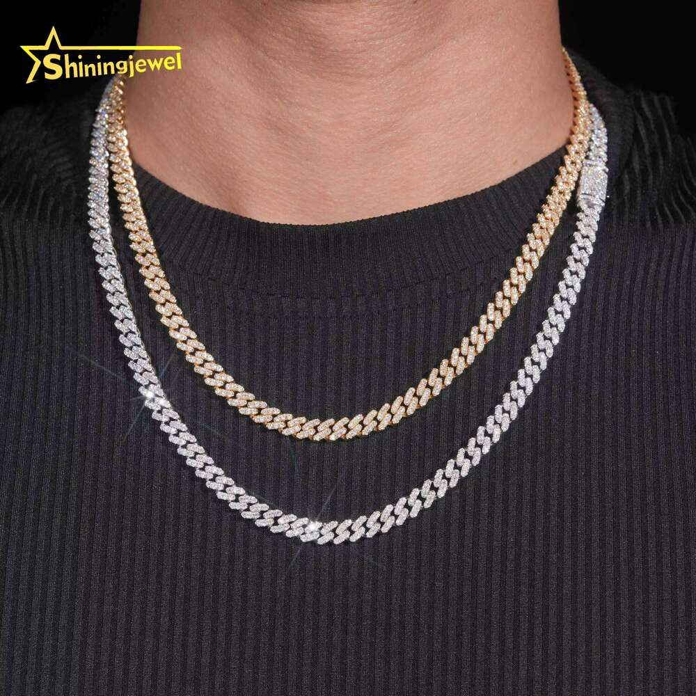 RTS 6Mm 1 Row Stone Pure Sier Hip Hop Jewelry Mens Necklace Bracelet Iced Moissanite Cuban Chain