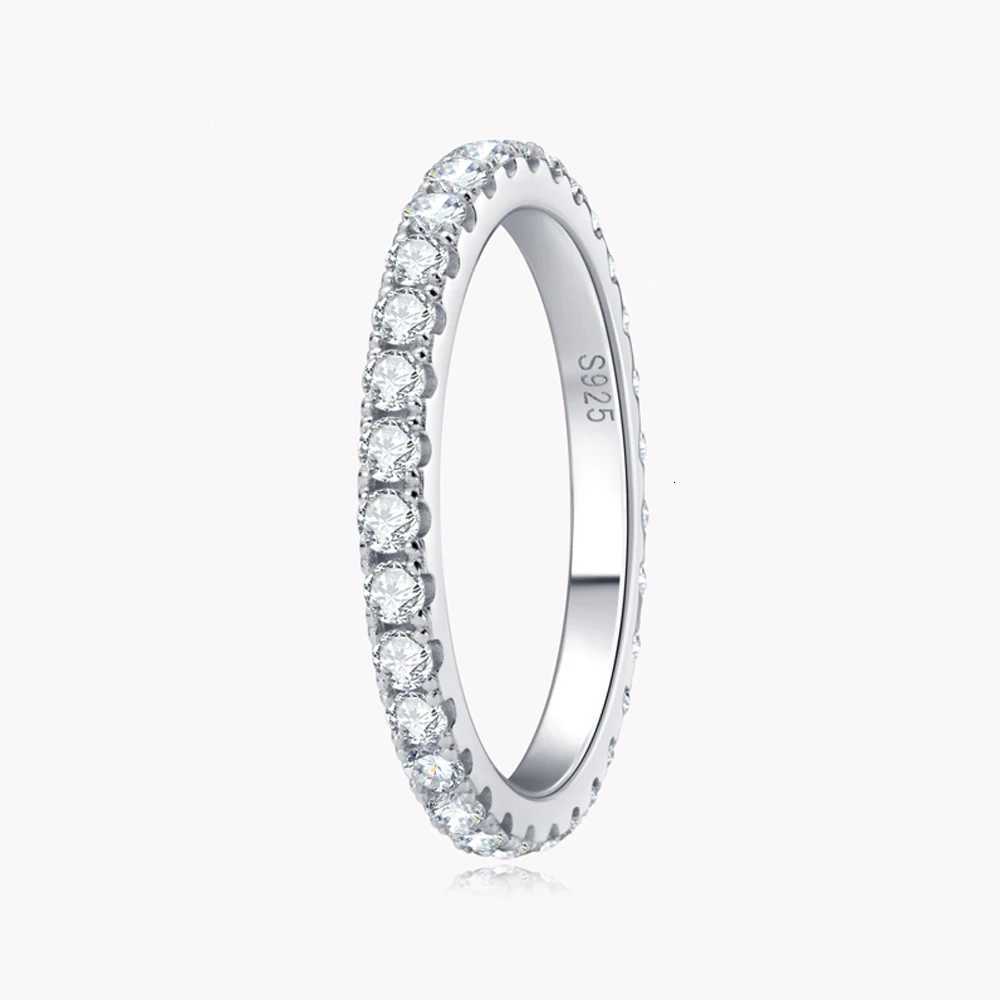 2mm D Color Moissanite Ring 925 Sterling Silver Solid 18k White Gold Eternity Band Wedding Engagement Rings For Women y250730