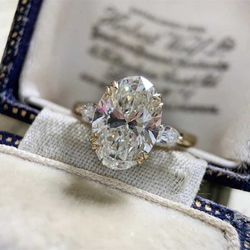 80s Simple Oval Cubic Zirconia Wedding Bands Womens Ring Luxury Gold Color Engagement Rings Bright Fashion Jewelry Wholesale y250730