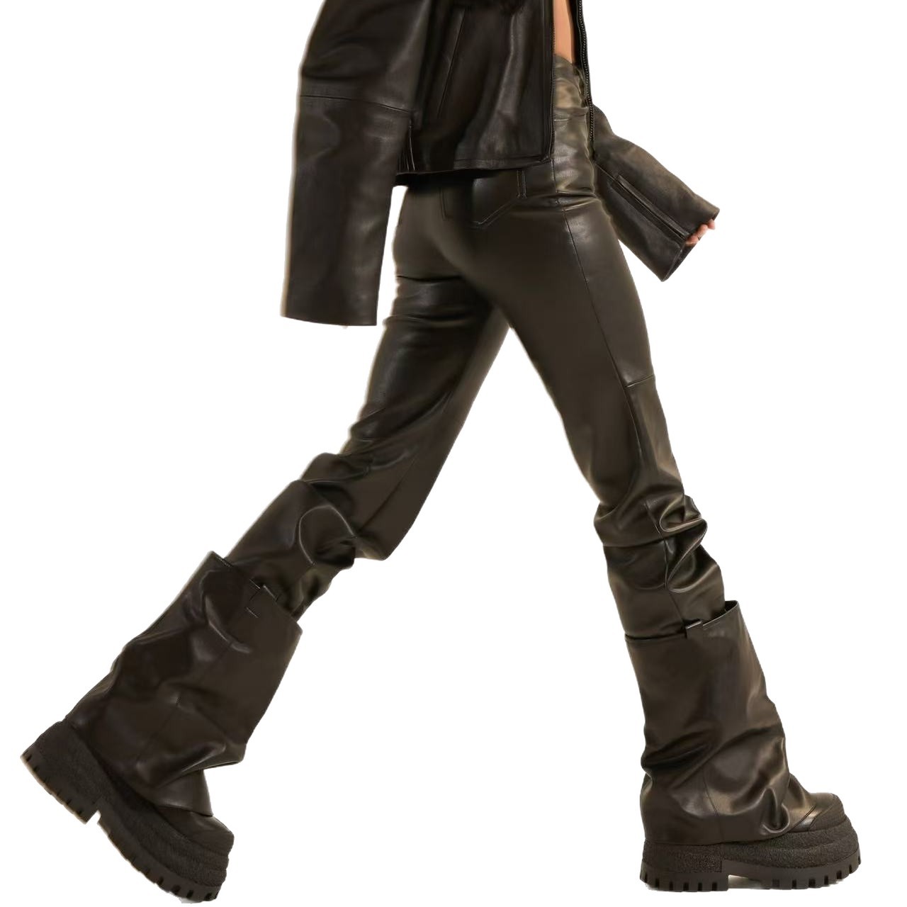 2025 New Women's Retro Chunky Sole Mid Heel Knight Boots - High Shaft PU and Suede Ankle Boots for Fall (Multi-Color)