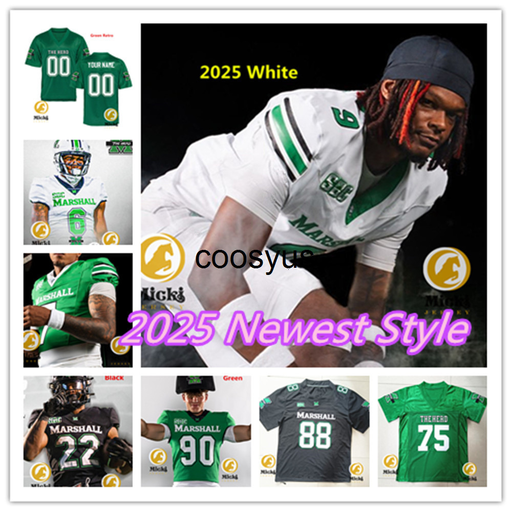 Zion Turner MichaelAllen Marshall Football Jerseys 3 Marvae Myers-Glover 7 Carlos Del Rio-Wilson 28 Ethan Payne Custom Stitched Marshall Thundering Herd Jersey