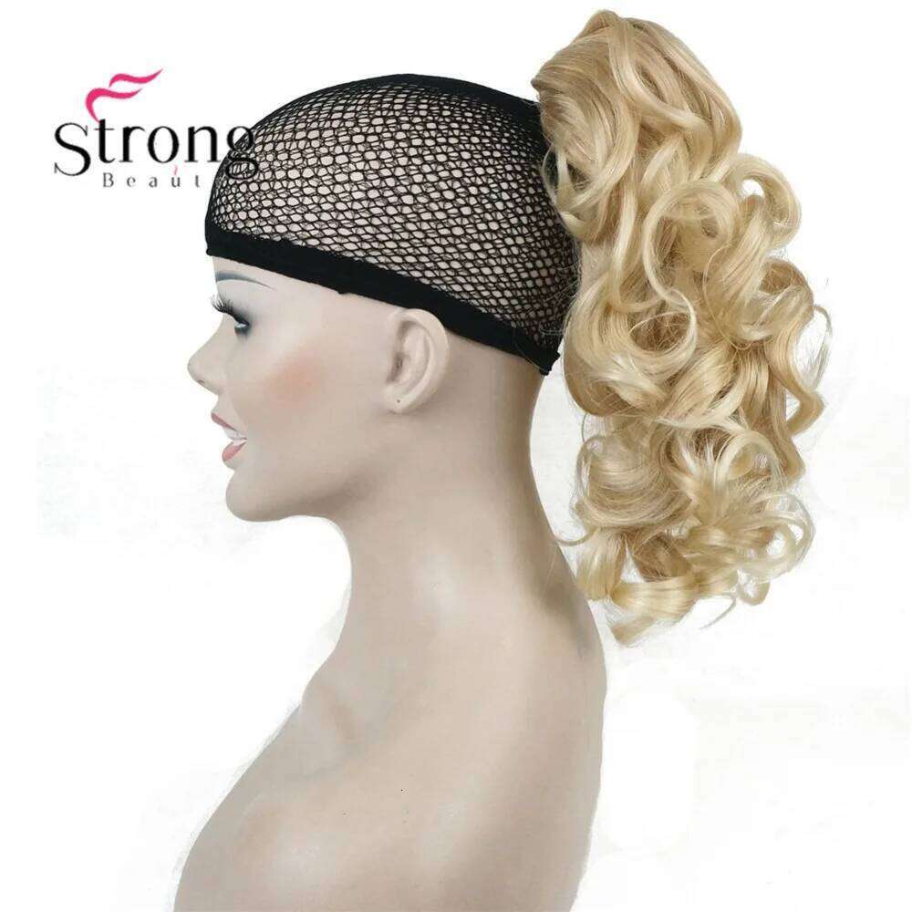 StrongBeauty 12" Curly Clip In Claw Ponytail Hair Extension Synthetic Hairpiece 125g with a jaw/claw clip
