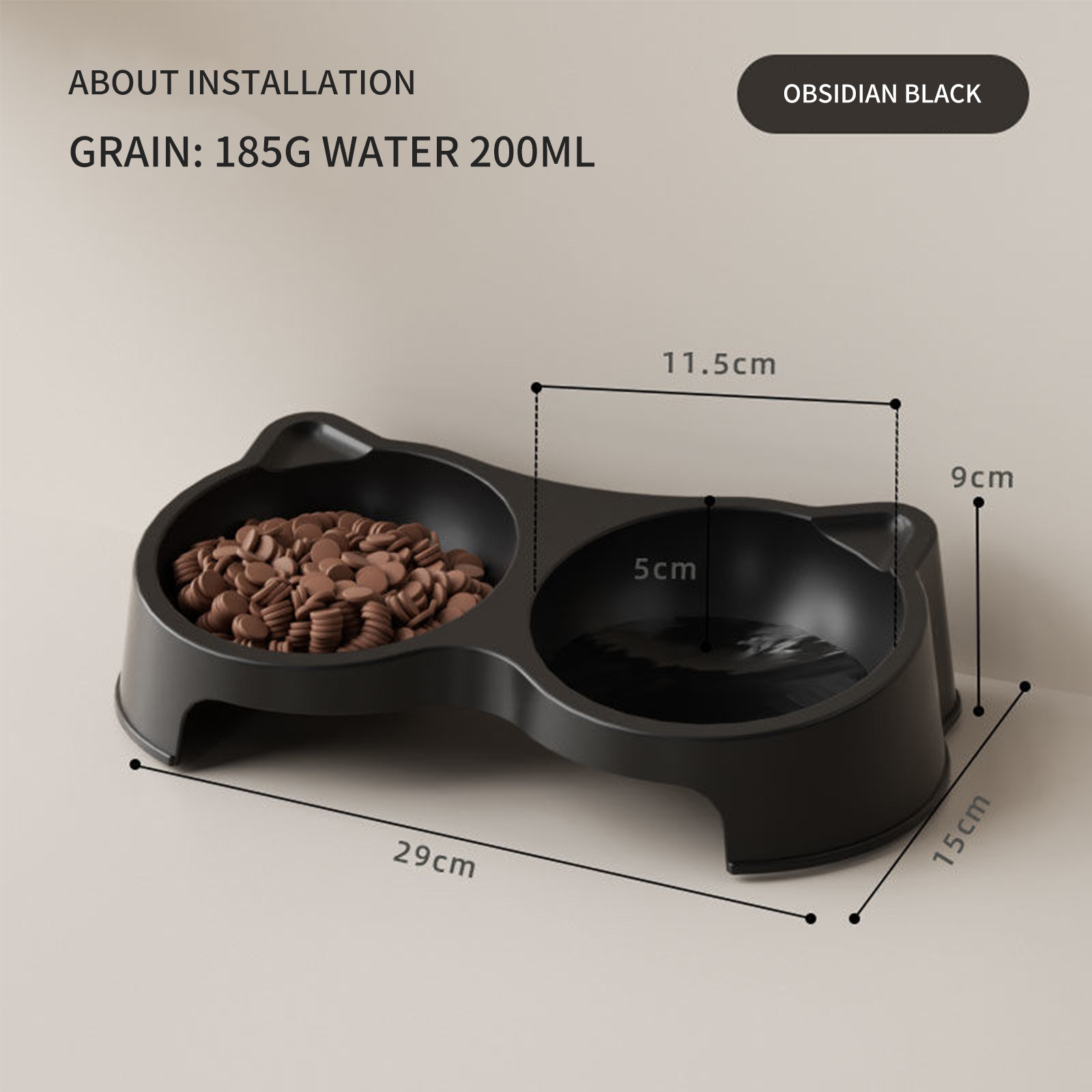 Pet cat bowl, feeding bowl, cat dog food bowl, raised cat food bowl, water feeding bowl, double bowl, slanted mouth, neck protection, anti overturning