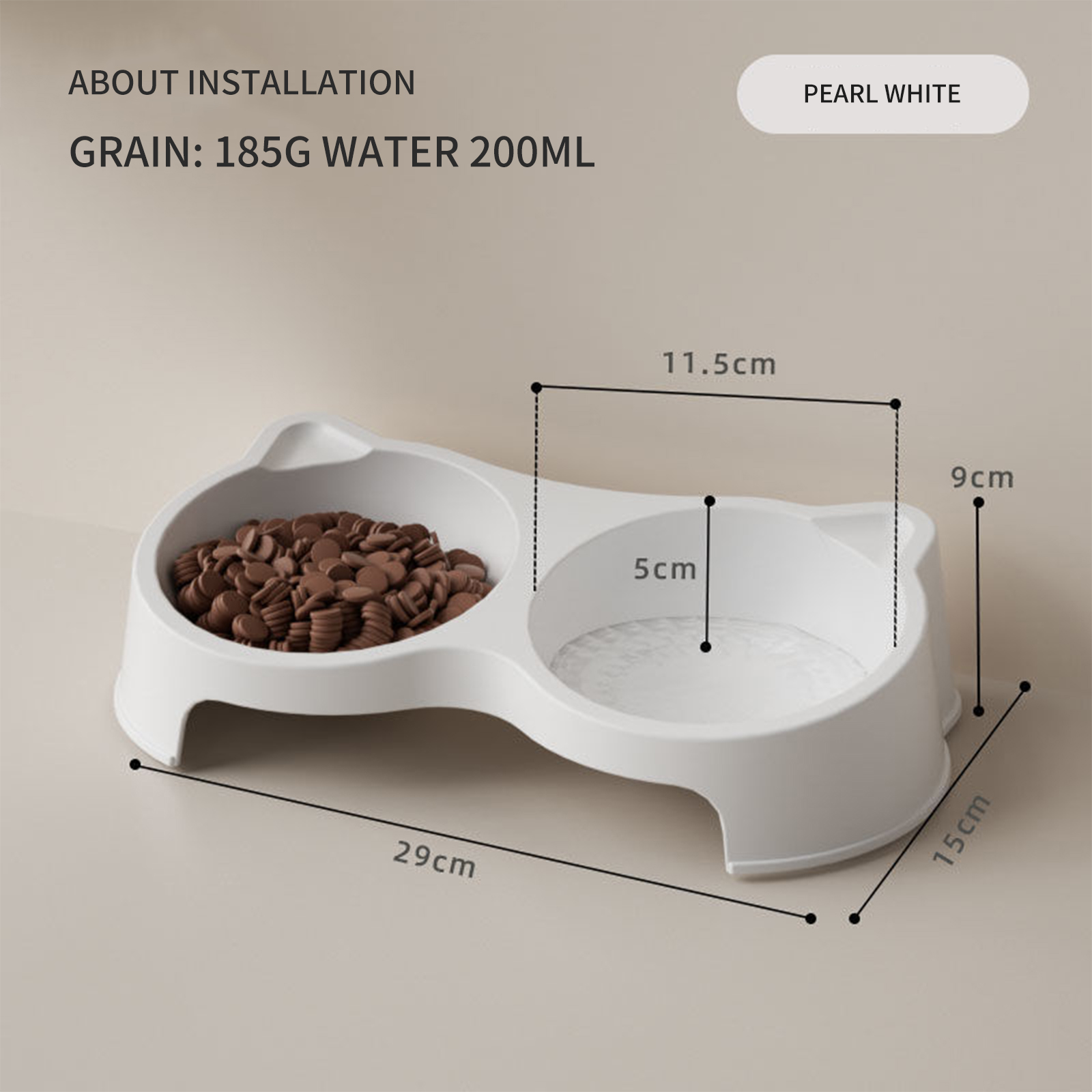 Pet cat bowl, feeding bowl, cat dog food bowl, raised cat food bowl, water feeding bowl, double bowl, slanted mouth, neck protection, anti overturning