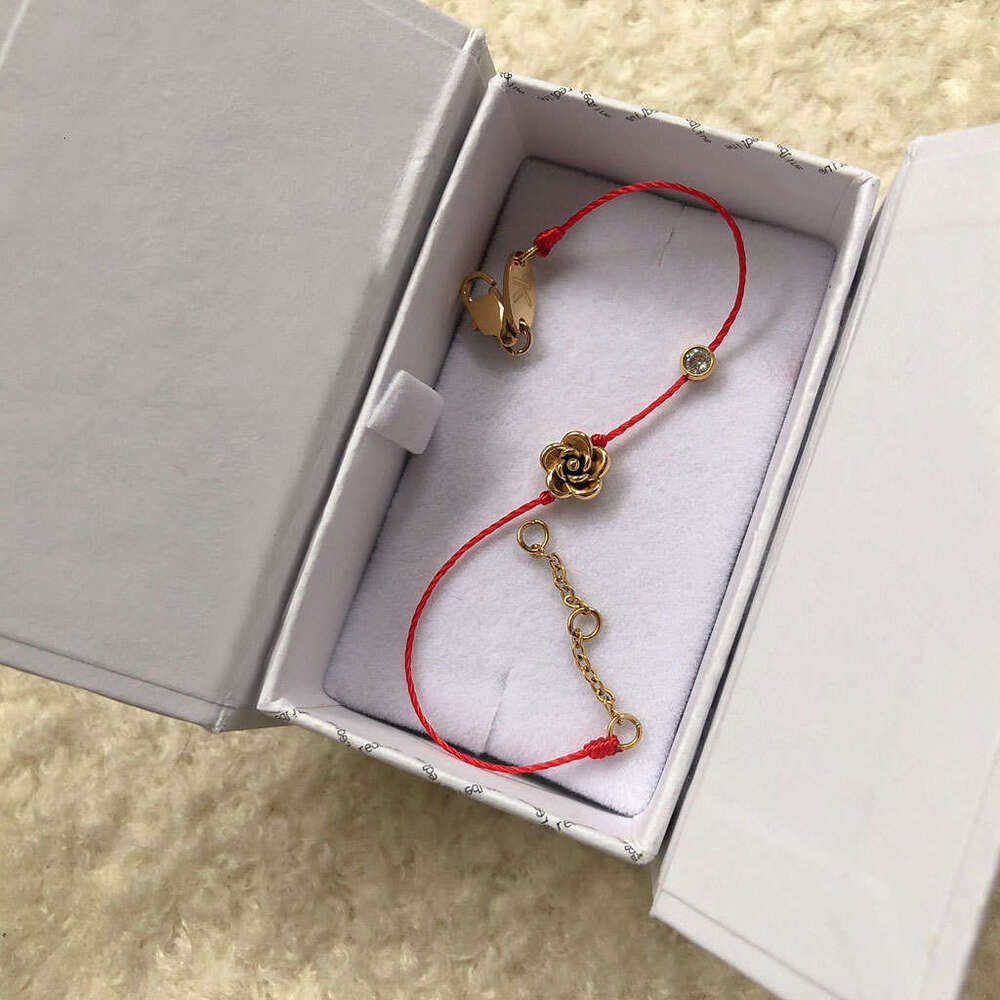 Titanium Steel Real Gold Plated Rose Flower Handmade Woven Bracelet Non-Fading Light High-End Exquisite