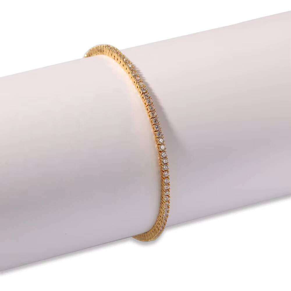 Gold Plated Sterling Sier VVS Real Silicon Stone Tennis Bracelet Fashion Style Gift And Party Comes With Certificate