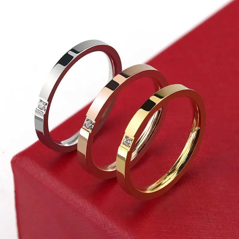 Round Titanium Steel Cubic Zirconia Rings For Women Minimalist Stainless Steel Thin Finger Pinky Ring Jewelry Accessories y250730