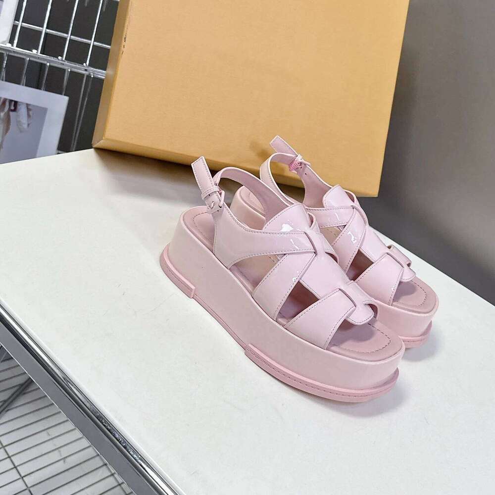 Women Genuine Leather Sandals Flat Platform Beach Flats Summer Solid Color Buckle Strap Designer Shoes Zapatillas De Mujer a64