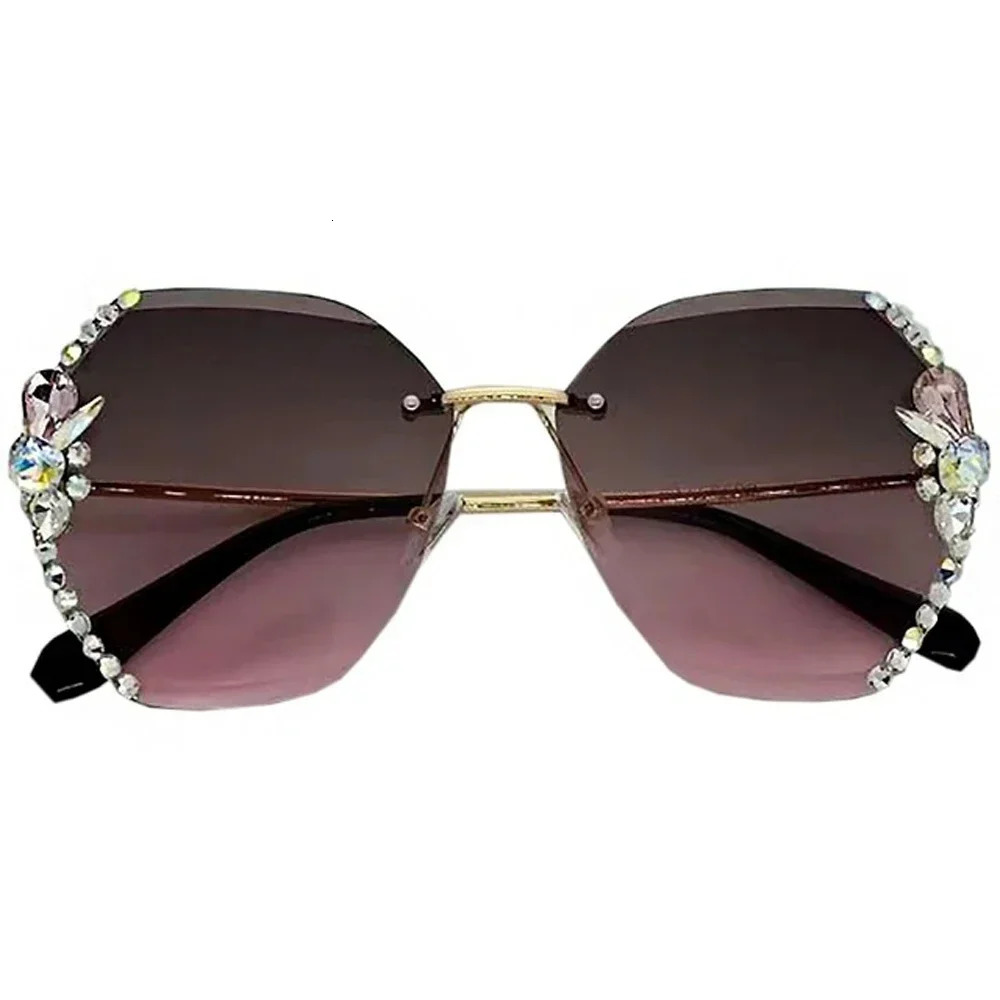 2025 n Vintage Rimless Rhinestone Sunglasse Men Fashion Gradient Lens Sun Glasses Shades for Female 250729