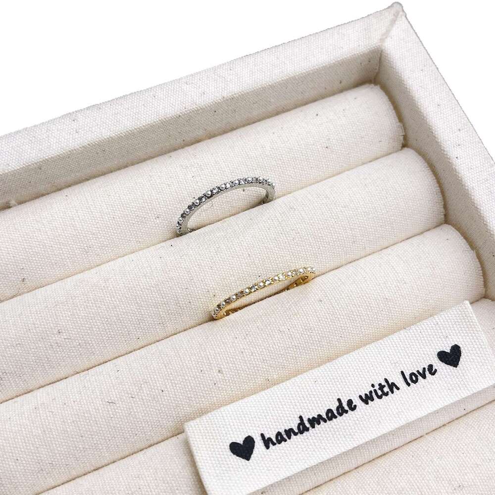 Closed Loop Mini Pearl Inlaid Full Zirconia Thin Gold and Silver Two-tone Optional 2025 Spring New Ring 8b2