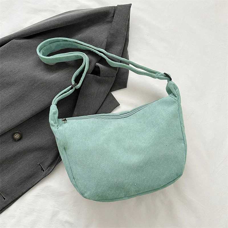 Corduroy Shoulder Bag Minimalist Crossbody Bag Womens Handbags Fashion Fabric Underarm Bag Solid Color Zipper Female Handbag Y250730
