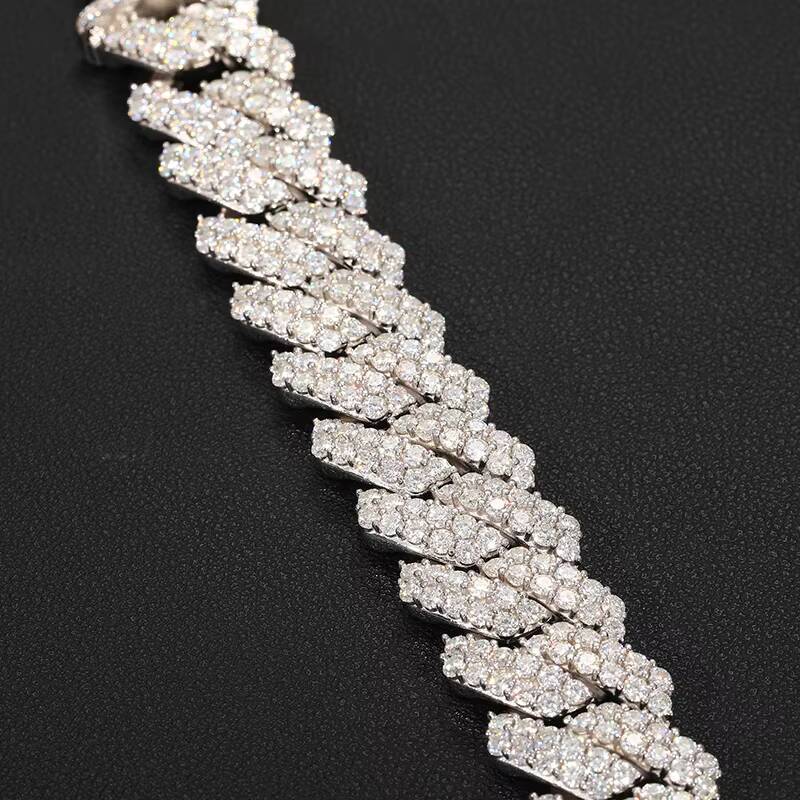 Bling 20mm 8inch Hiphop Cuban Chain Real 925 Sterling Silver VVS Moissanite Cuban Link Chain Bracelet