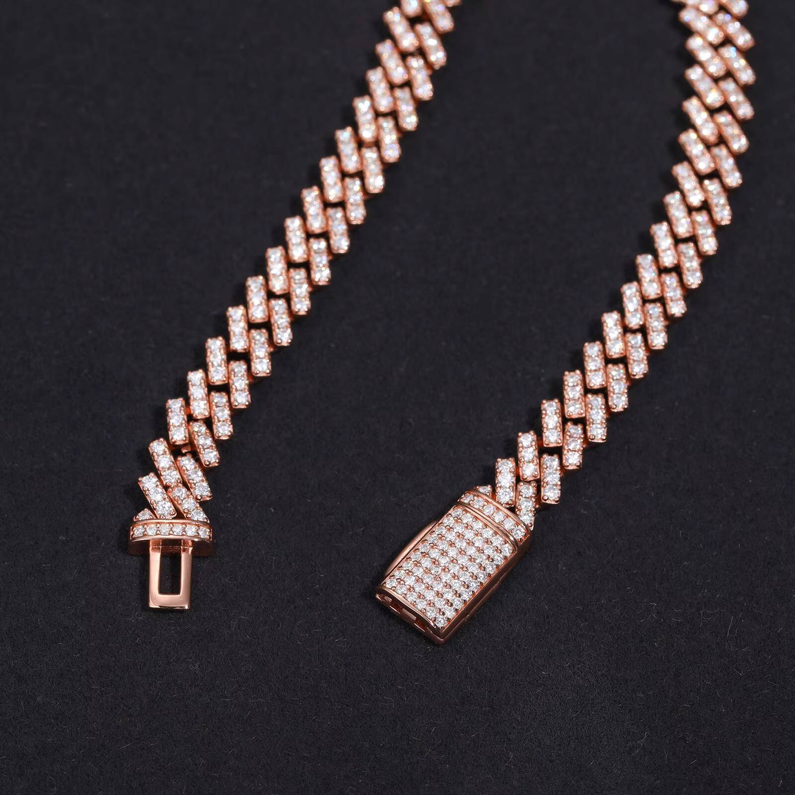 Cheap Price 8mm Rose Gold Plated 925 Sterling Silver 1 Row VVS Moissanite Diamond Iced Out Cuban Link Bracelet for Men Women