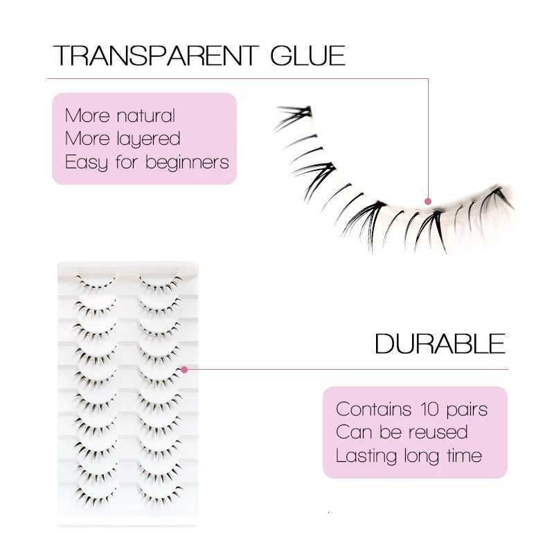 10 Pairs Bottom Eyelashes Manga Lower Lashes Clear Band Wispy Small Flame Under Eye Lashes Korean Makeup Cosplay Tools Z250730