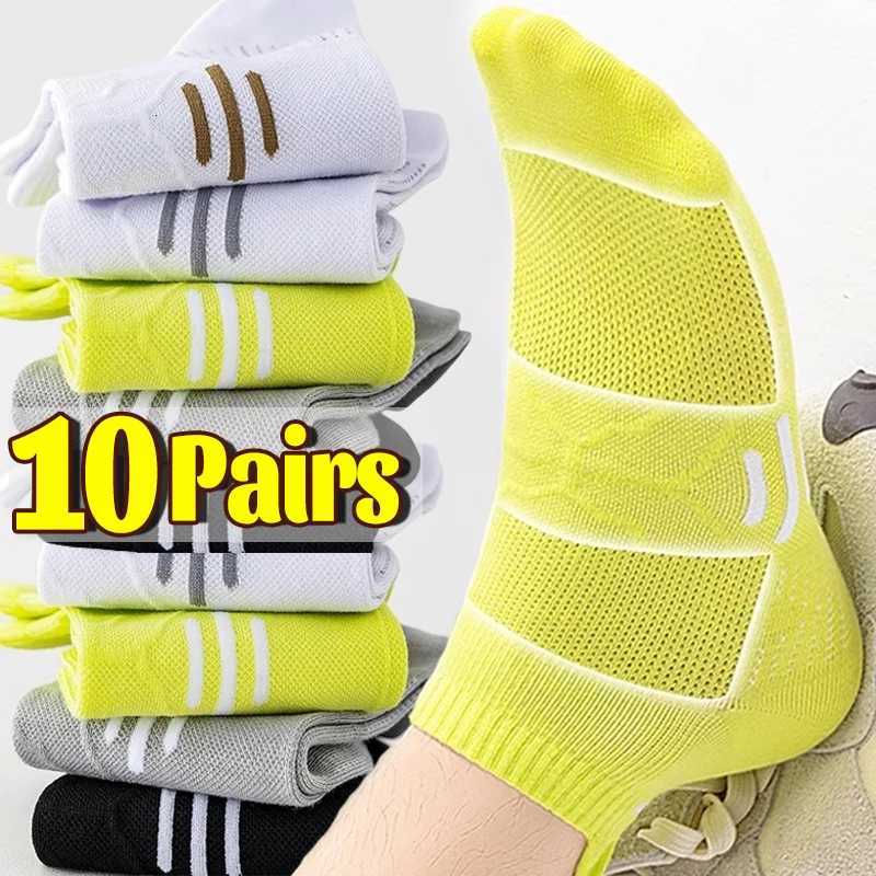 1/10 Pairs High-Quality Men Breathable Running Sports Socks Summer Thin Mesh Sweat Absorbing Odor Proof Couple Casual Socks Z250731