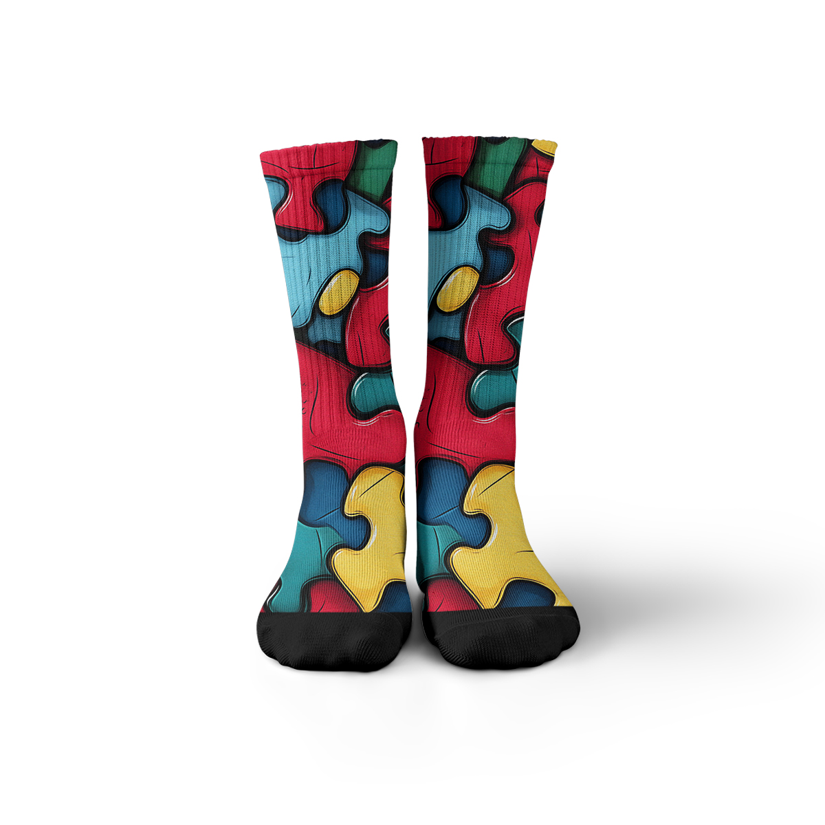 Colorful Puzzle Piece Unisex Tube Designer Socks C127