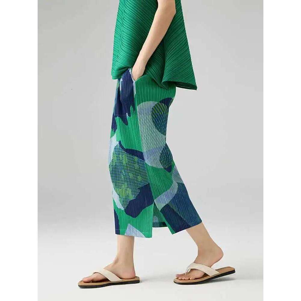 Pleated Clothes Summer New Elegant Temperament Slit Printed Half Slim Fit Versatile A-line Skirt 2DB2687