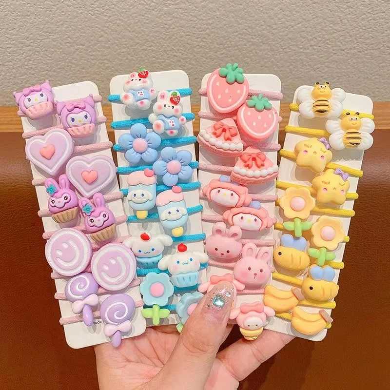 10 Piece Set 2024 New Small Thumb Ring Baby No Harm Hair Ring Childrens Cute Rubber Band Girls Headdress R250730