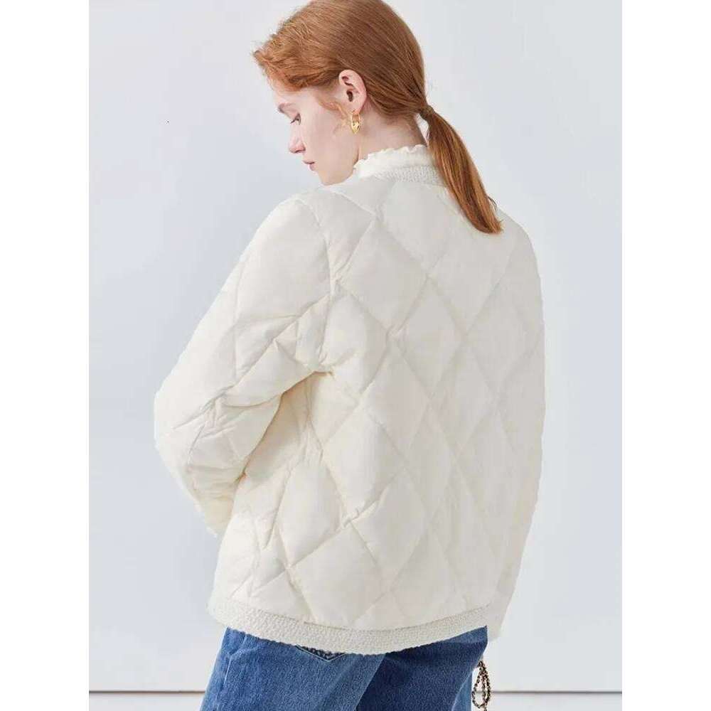 High End Down Cotton Women's Autumn And Winter New Fashion Dia Grid Splicing Mink Fur Short Jacket 250728