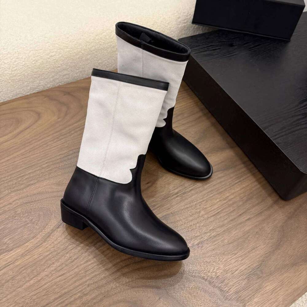 Women Genuine Leather Low Heels Natural Cow Suede Ankle Boots Round Toes Slip On Designer Shoes Zapatillas De Mujer 6af