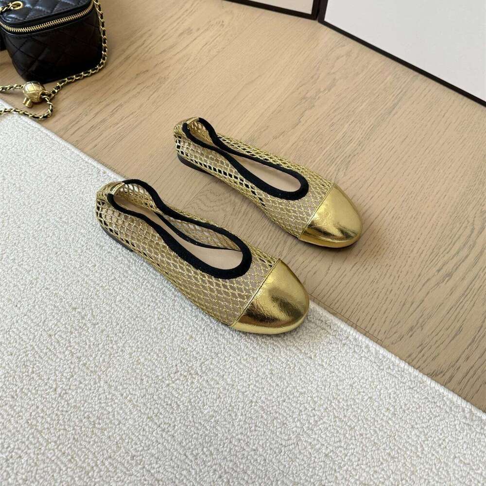 Women Size34-41 Genuine Leather Ballet Flats Mesh Solid Color Leisure Round Toe Slip On Designer Shoes Zapatillas De Mujer 9ec
