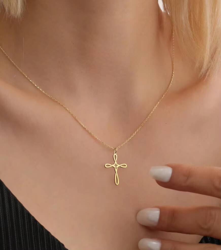 Cross Pendant Men Minimal Stainless Steel Jewelry 18k Gold Plated Collar De Mujer Acero Inoxidable Dainty Gold Jewelry