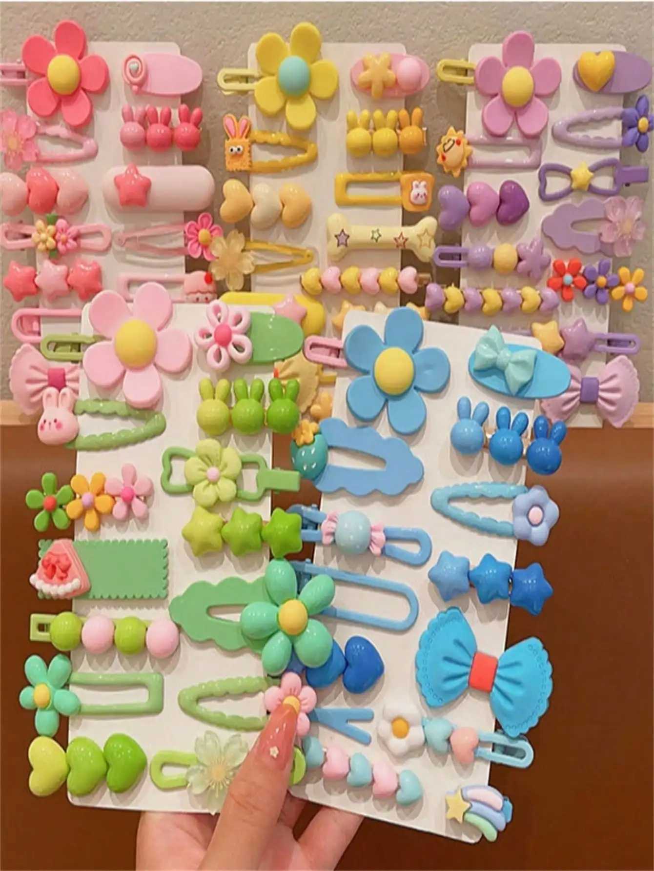 14-piece Hairpin set Ladies Pink Hairpin Floral side clip Colorful hairpin Cute candy color hairpin clip Headpiece R250730