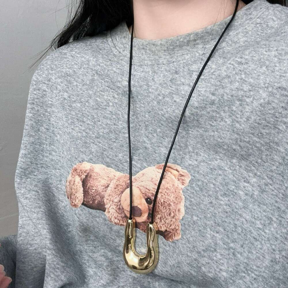 U-Shaped Metal Horseshoe Necklace for Women, Autumn and Winter Light Niche Long Pendant Accessory with a Sense of Sophistication, Sweater Chain 790