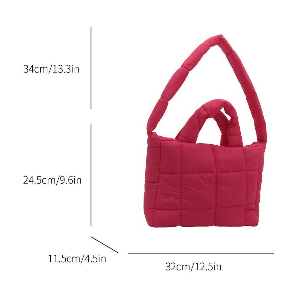 Women Quilted Shoulder Bag Large Capacity Puffer Tote Handbag Solid Color Quilted Top Handle Bag Ladies Commute Bag Y250730