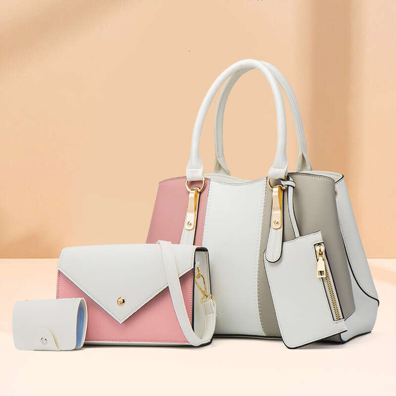 2025New Fashion Color-Block HandbagTote Shoulder Crossbody Bag Mother and Child Set Four-Piece Women's Bag Set
