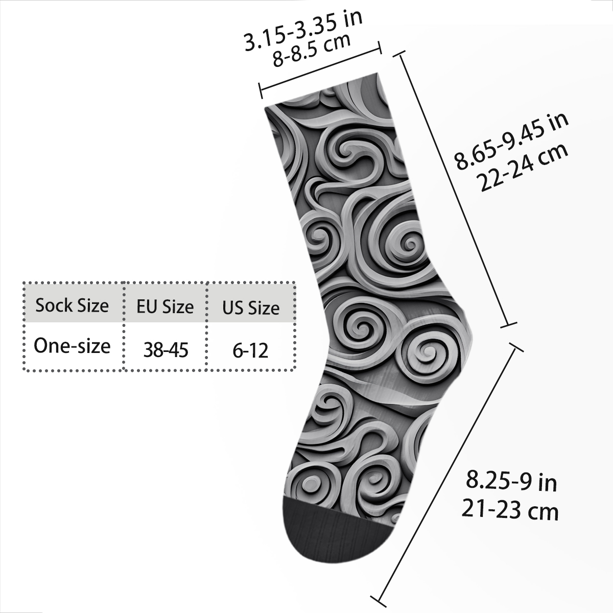 Vintage Swirl Pattern Unisex Tube Sock C119