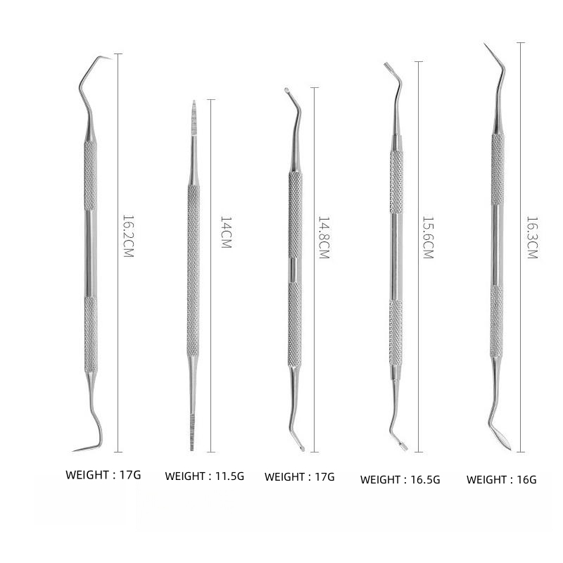 Stainless Steel Teeth Cleaning Set with Leather Case - Professional Dental Tools Kit