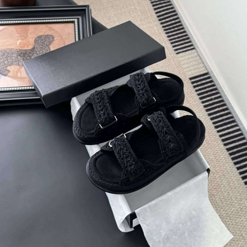 Women Size35-41 Weaving Sandals Med Heels Genuine Leather Flat Platform Summer Beach Designer Shoes Zapatillas De Mujer fb5