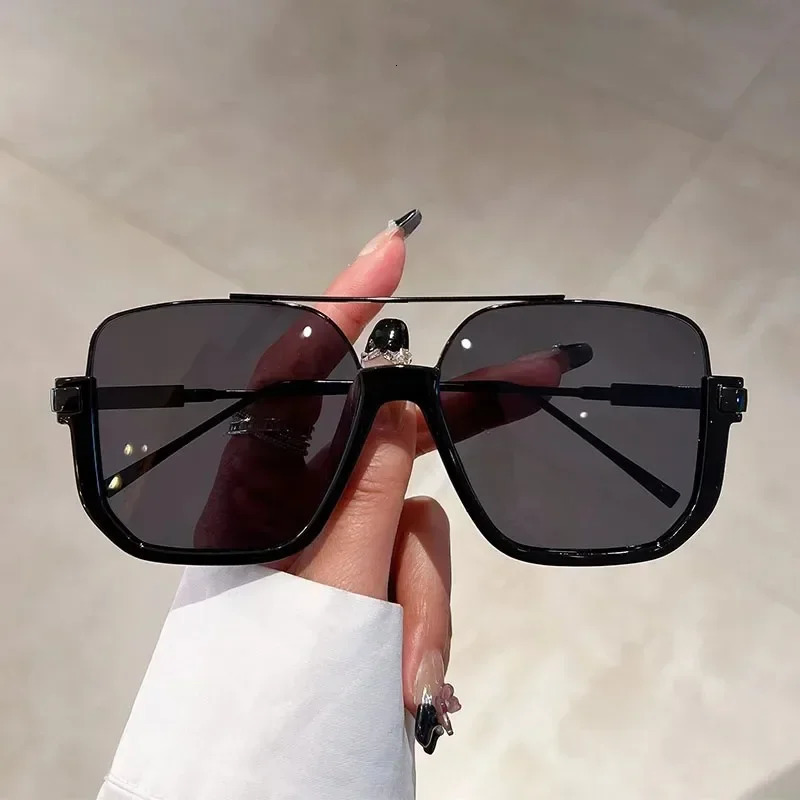 Trendy Polygonal Punk Sunglasses Oversized Goggle Advanced Sense One Piece Large Frame Sun Glasses Steampunk Eyewear UV400 250729