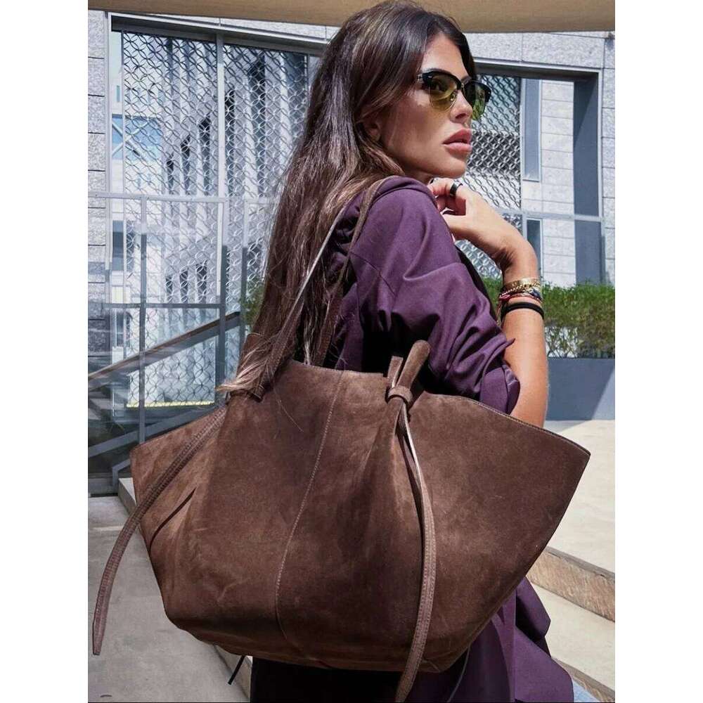 Faux Suede Tote Bags For Women Designer Handbags Purses 2025 New In Vintage Large Capacity Shoulder Custom Name Initials