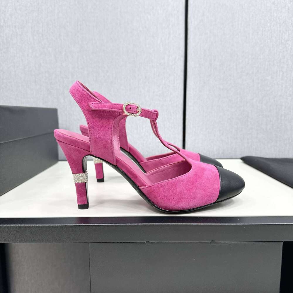 Shoes Women Size35-41 Genuine Leather Pumps Slingbacks Super High Heels Natural Cow Suede Crystals Sandals Zapatillas De Mujer 240