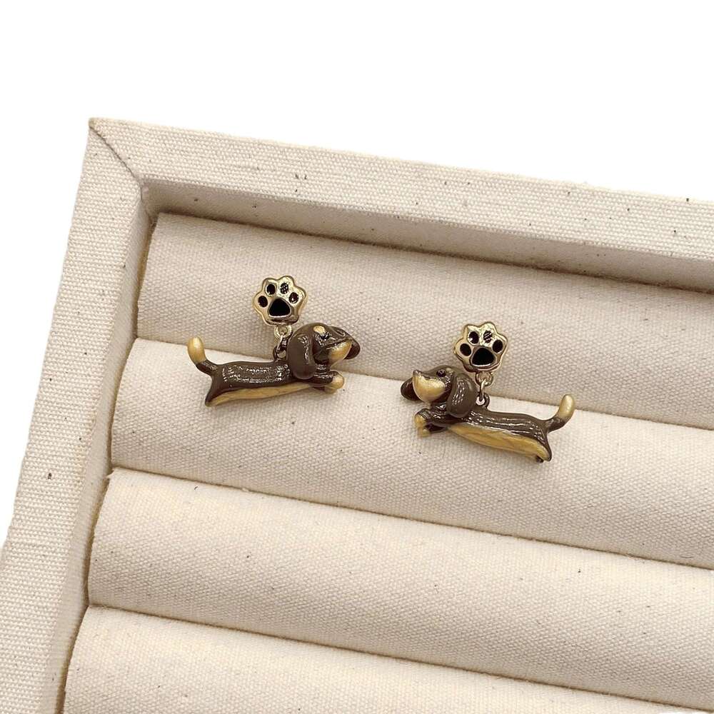 Cute Dachshund Pendant Necklace Women, Light Niche High-end Sense Accessories, Korean Fashion Temperament Earrings for Women 36e