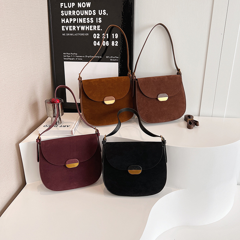 Single Shoulder for Women, Underarm Large Capacity Women's Bag, 2024 New Model, Niche Versatile Suede Leather Crossbody Saddle Bag ddmymoon