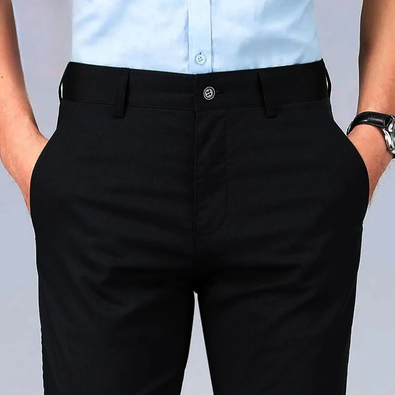 Linen Trousers for Men Straight Social Tailoring Business Fabric Antiwrinkle Vintage Man Suits Pants Slacks Spring Clothes Up 250731