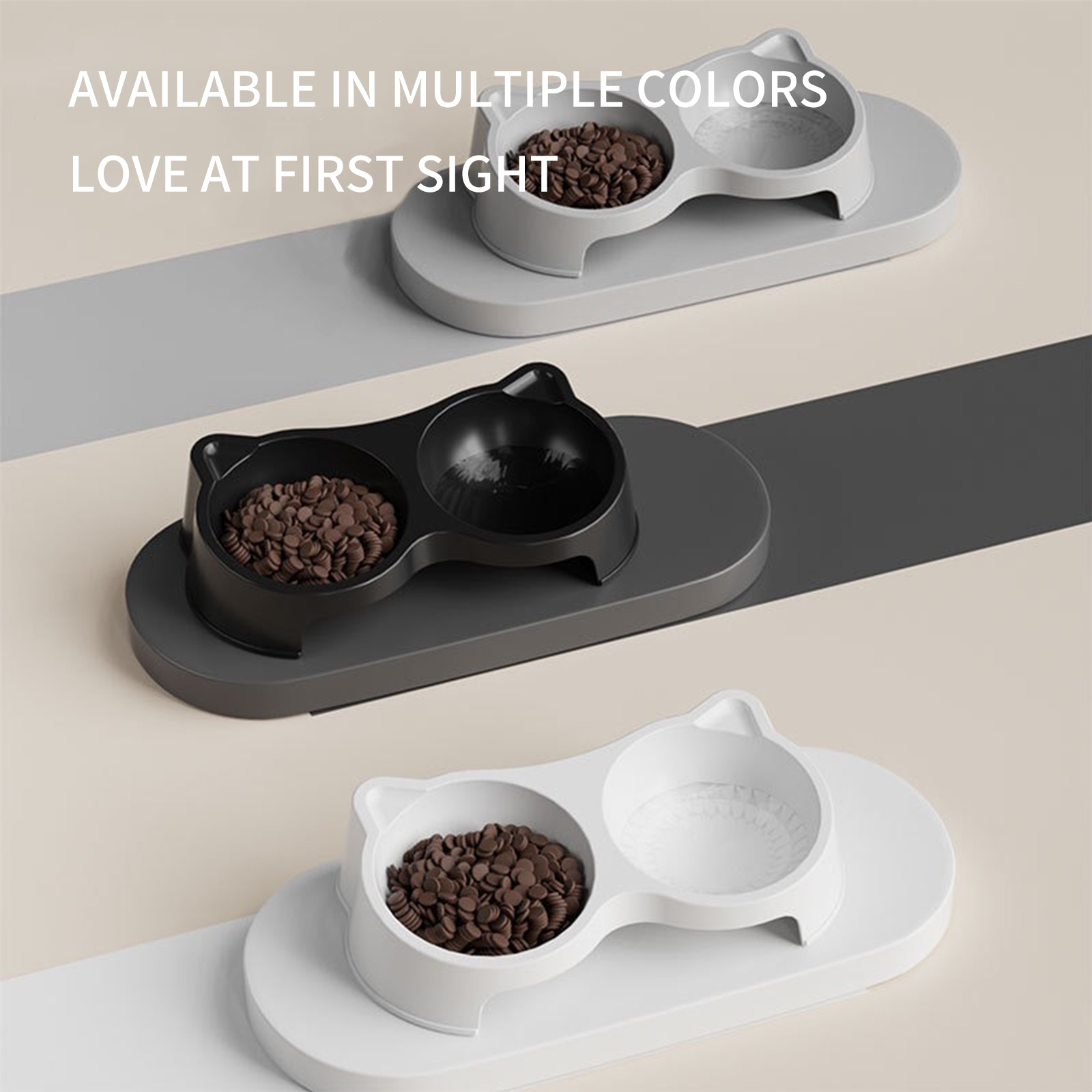 Pet cat bowl, feeding bowl, cat dog food bowl, raised cat food bowl, water feeding bowl, double bowl, slanted mouth, neck protection, anti overturning