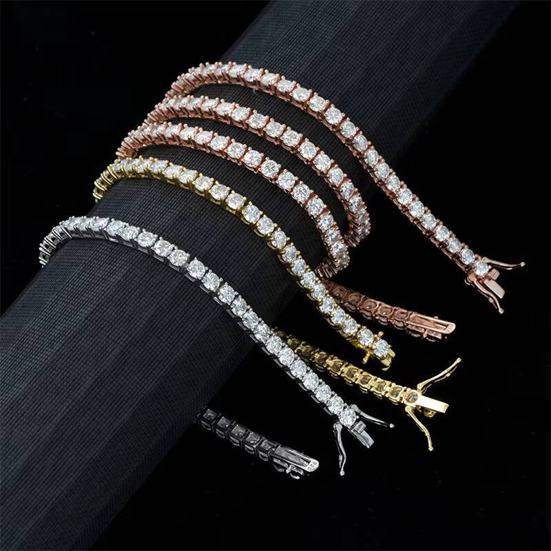 2/3/4/5mm 925 Silver Hip-hop Choker Tennis Chain Bracelet Fashion Jewelry D Color Moissanite Necklace for Men