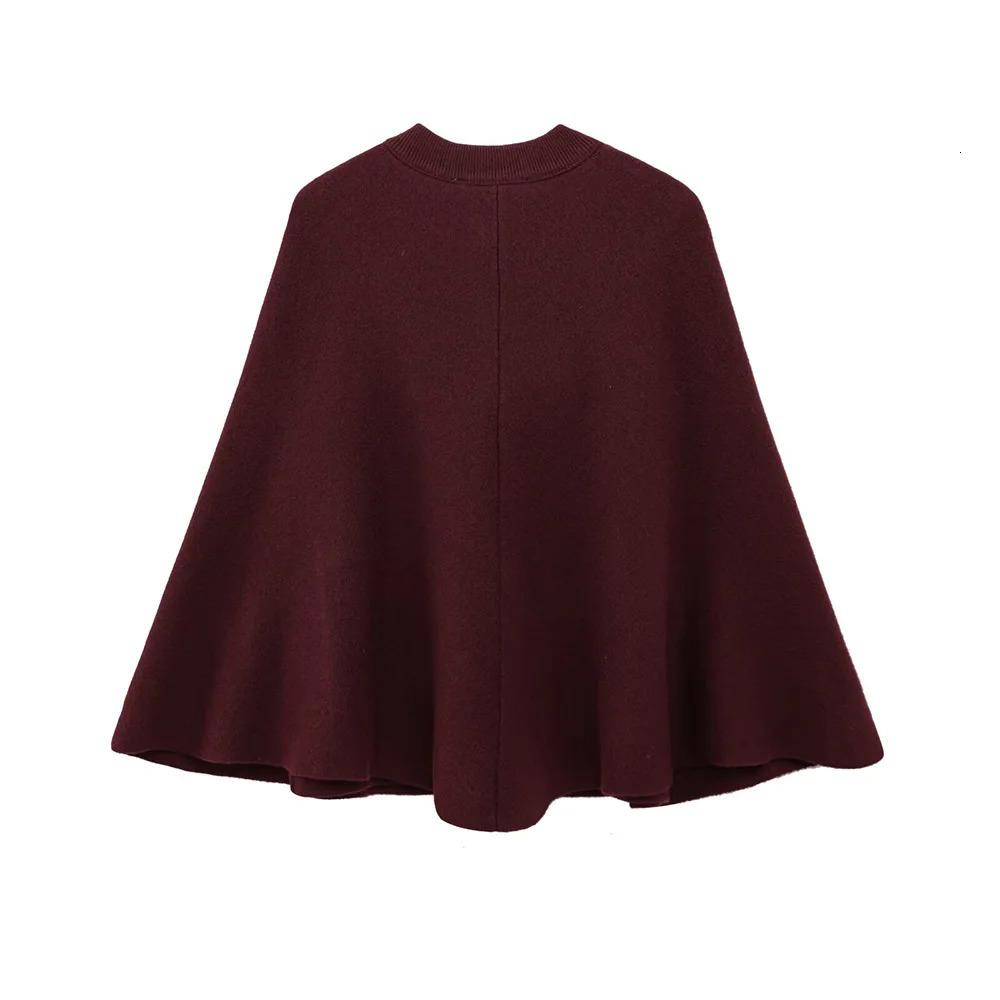 Womens Fashion Casual Temperament Versatile Metal Buckle Decoration Loose Cape n Sense Knitted Coat Jacket 250731