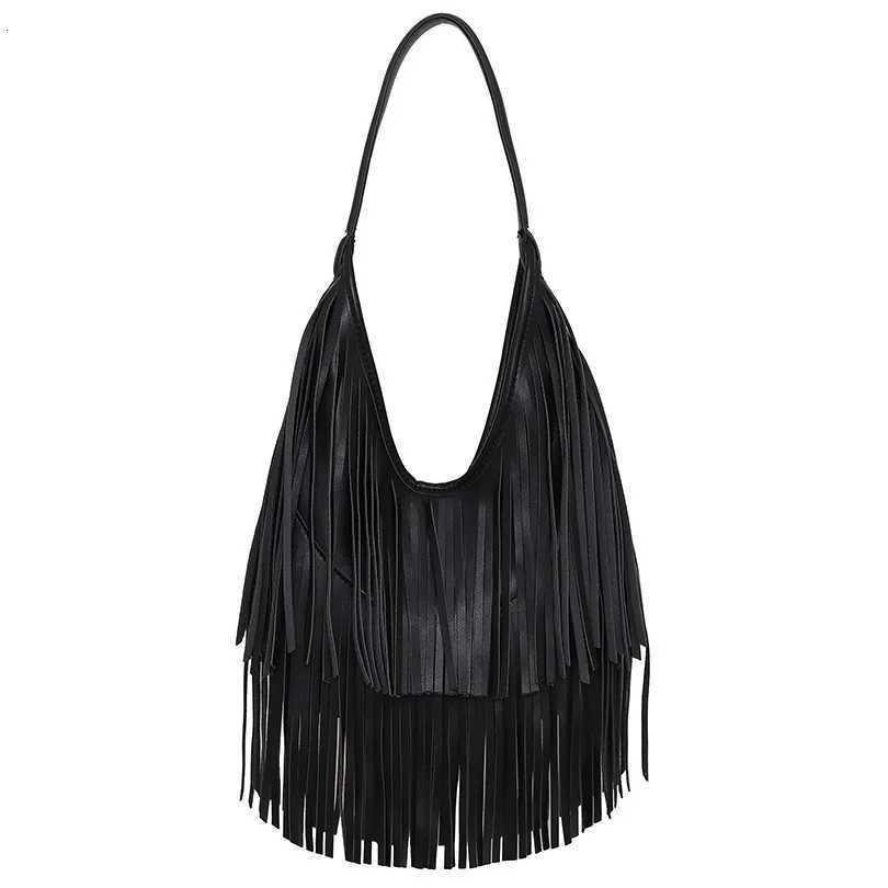New Style Long Tassels Women handbag Fashion Shoulder Bags for ladies hand bag Soft PU leather casual hobos armpit bag Y250730