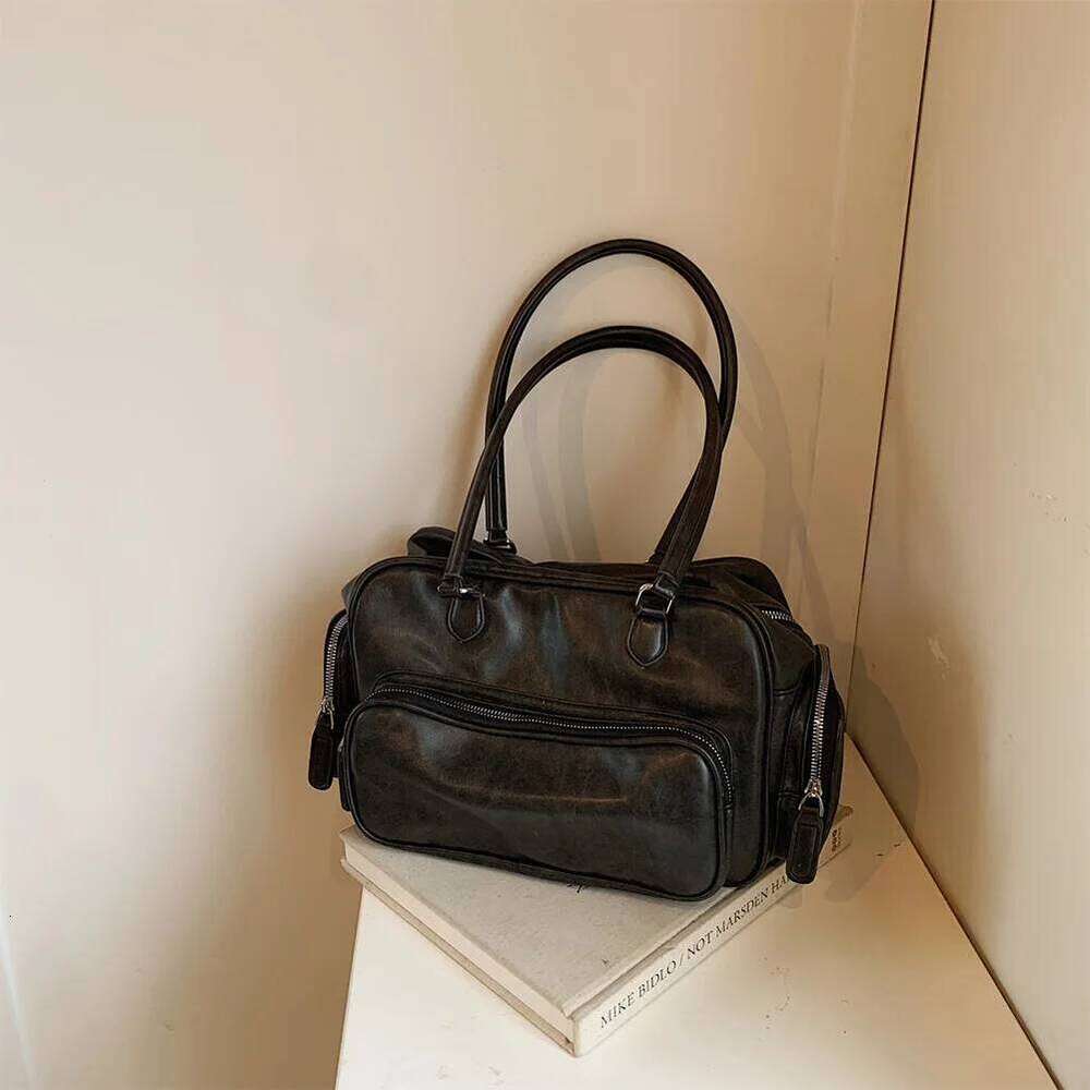 Shoulder Women with Multi-Pockets Tote PU Leather Solid Color Hobo Bag Handbag for Work Travel