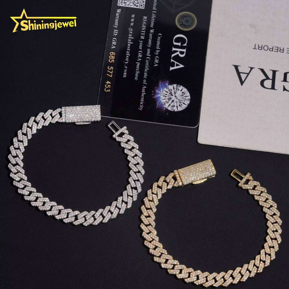 Iced Out Jewelry Pass Tester 8Mm High Quality Hip Hop Moissanite Sier Cuban Chain Bracelet