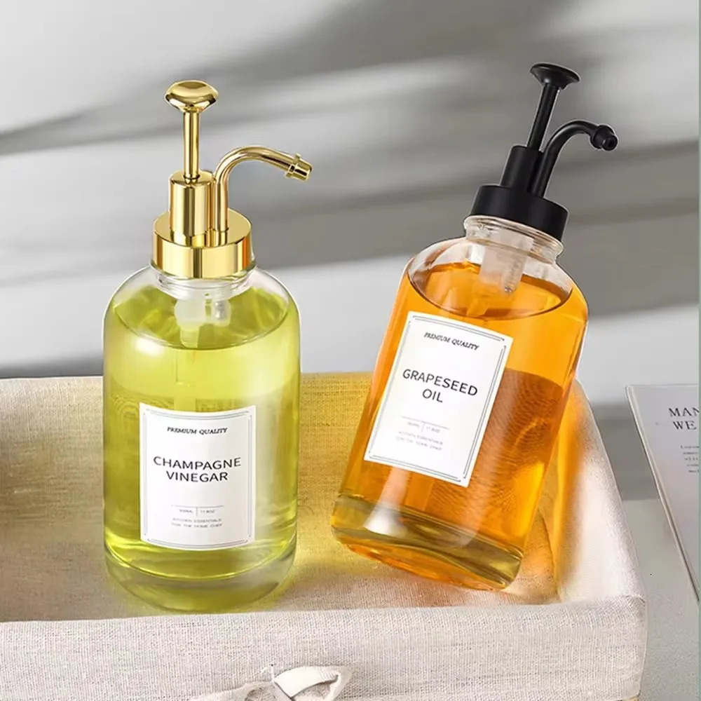 500ml Glass Soap Dispensers Portable Upgraded Pump Hand Soap Dispenser Clear Liquid Container Bottle Coffee Syrup Dispenser 250726