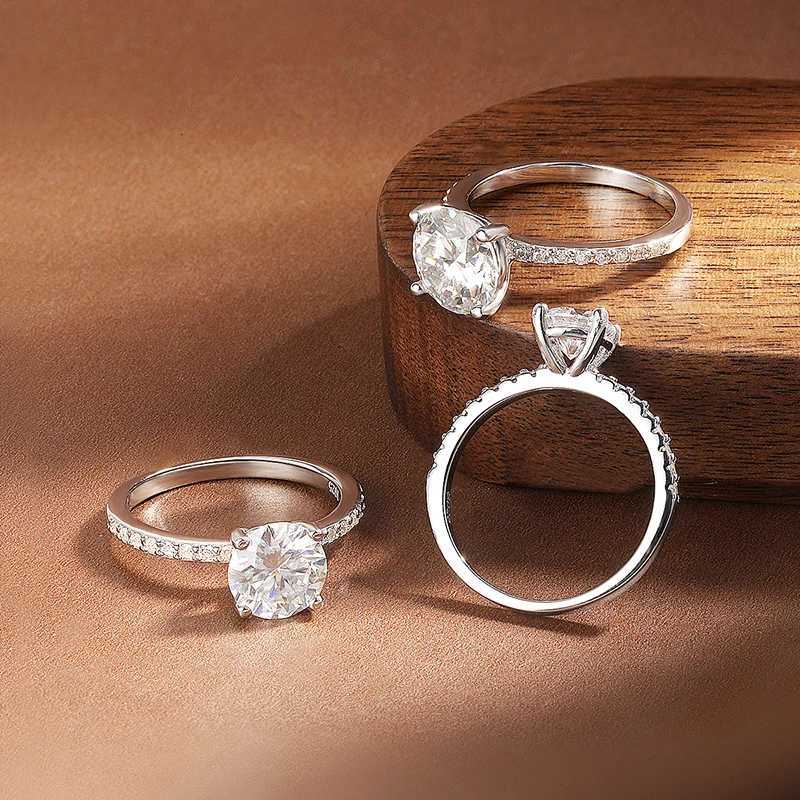 18K White Gold Plated s925 Sterling Silver Round Moissanite Ring 1-3ct with GRA Diamond Wedding Rings for Women y250730